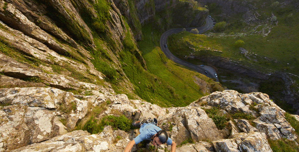 Rock climber in Cheddar Gorge